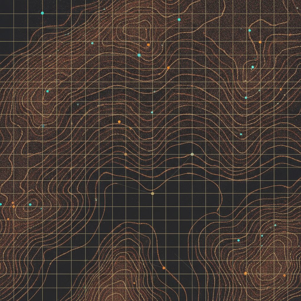 Topographic contour map with data overlay